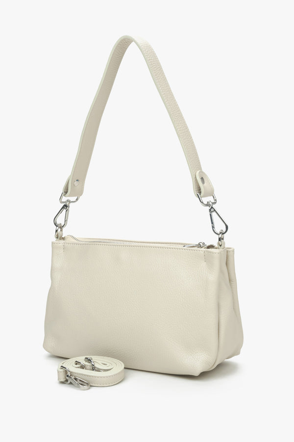 Women's Cream Beige Leather Crossbody Bag Estro ER00115562