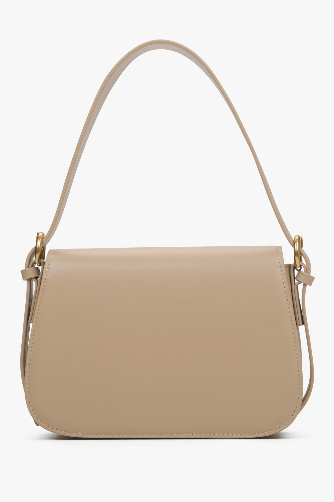 Women's leather  beige shoulder bag by Estro - back view.