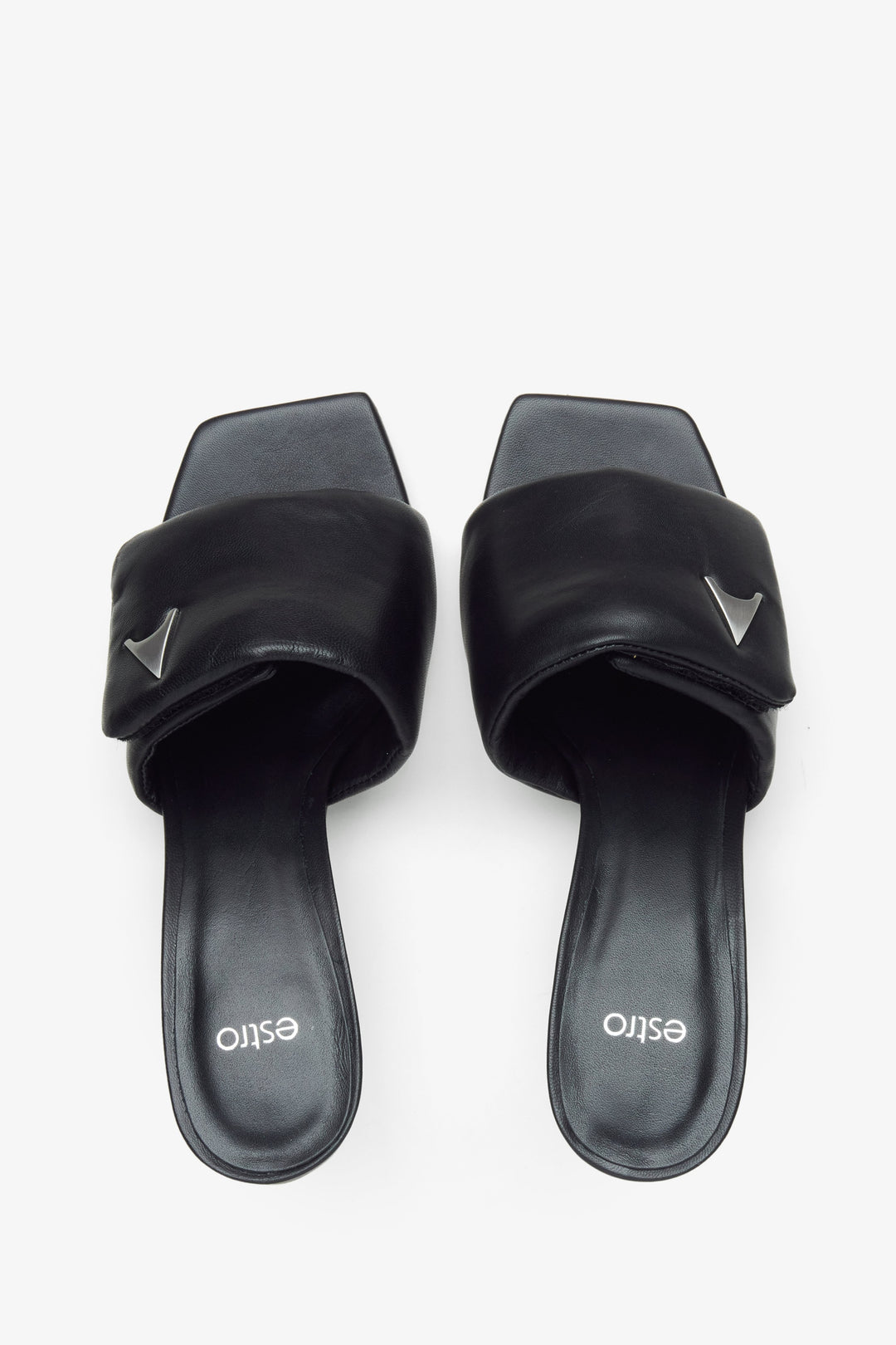 Women's Funnel Heel Slide Sandals in Black, Estro Brand