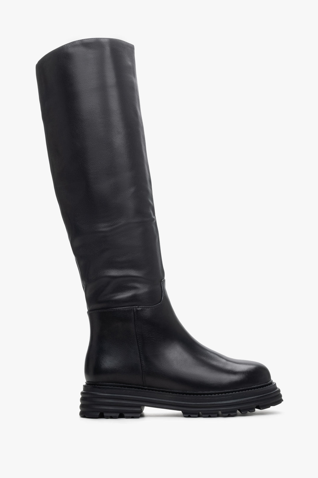 Women's Black Leather Winter Boots Estro ER00114217