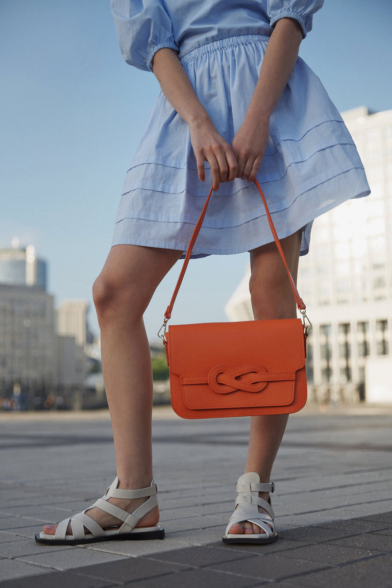 Orange Italian Leather Shoulder Bag Estro ER00112982