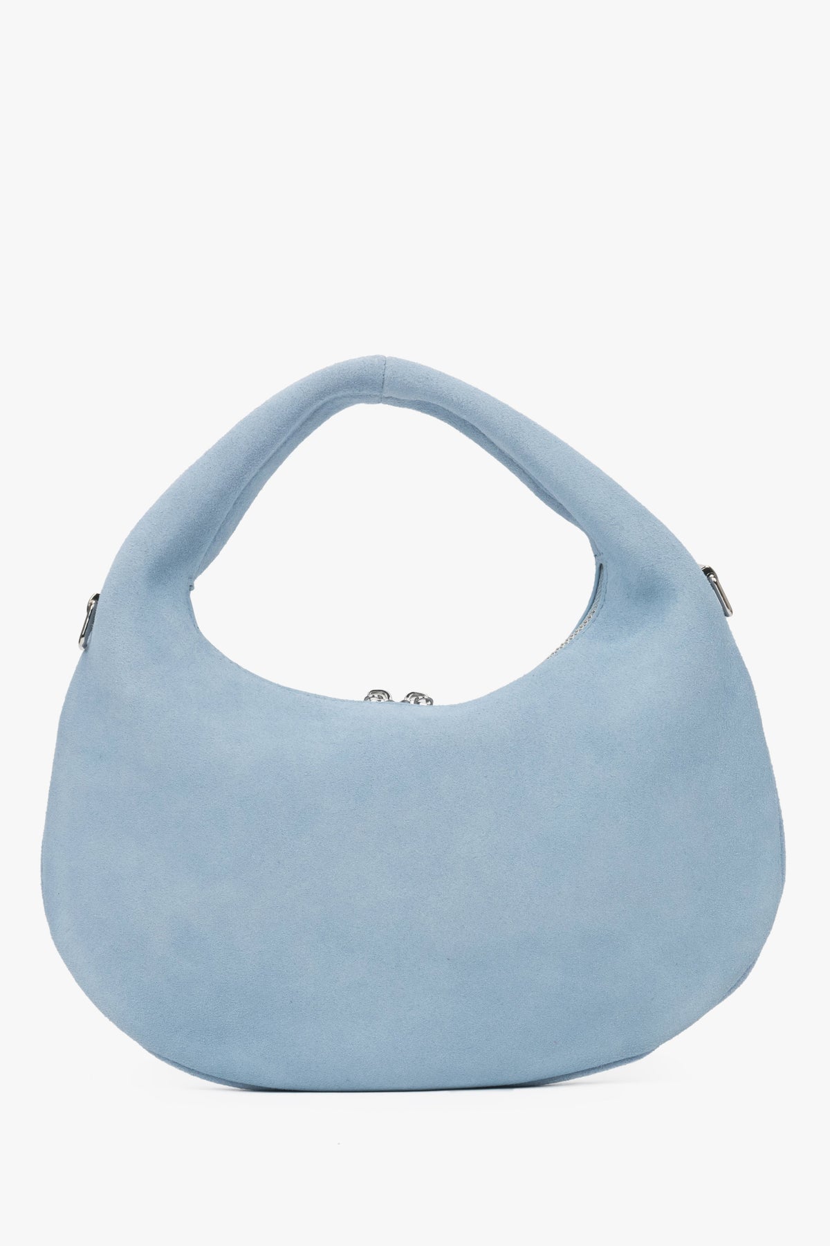 Small blue velour women's handbag.