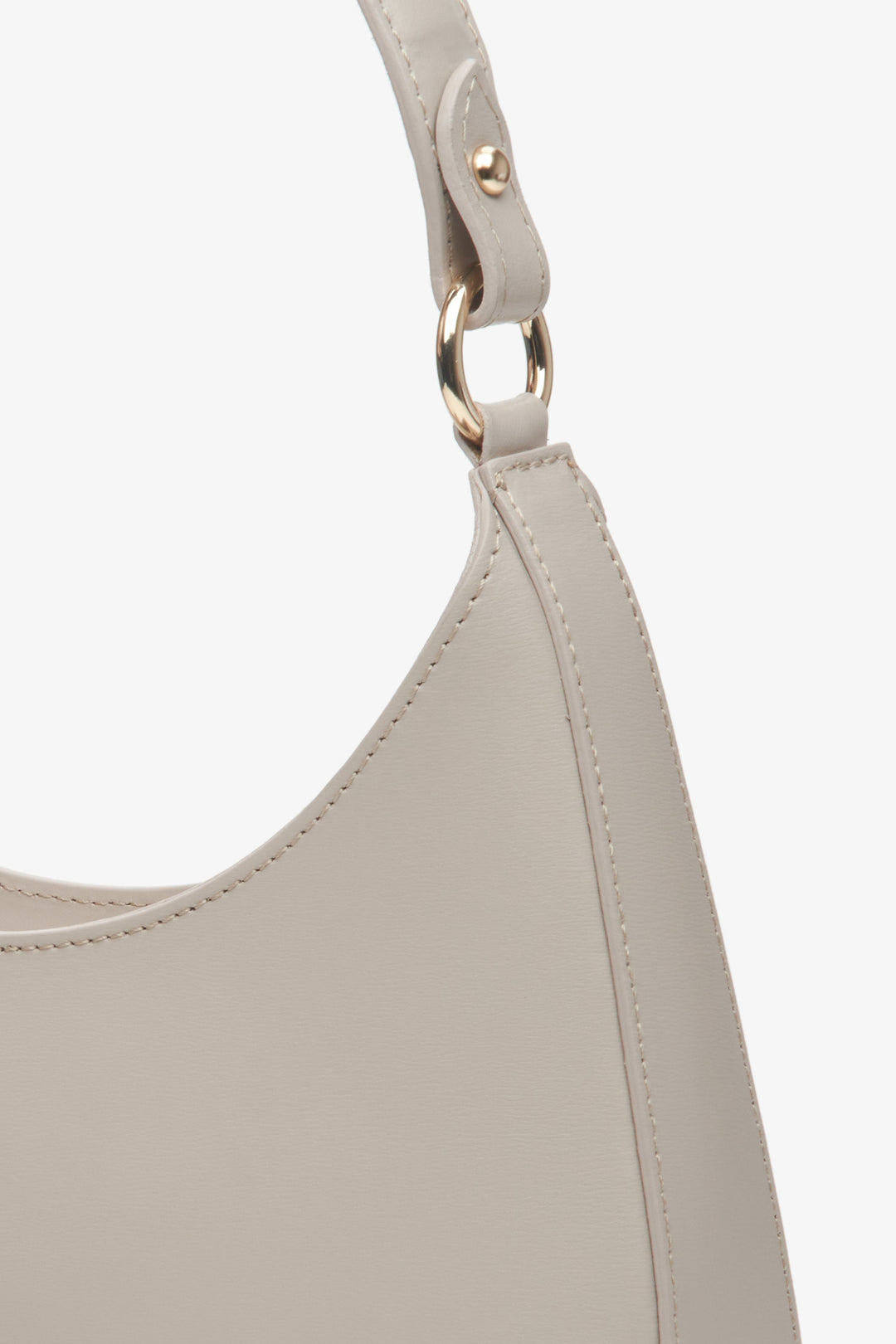 Women's Italian genuine leather shoulder bag in beige and grey.
