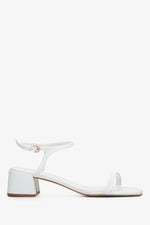 Women's White Low Heel Sandals made of Genuine Leather Estro ER00112451.