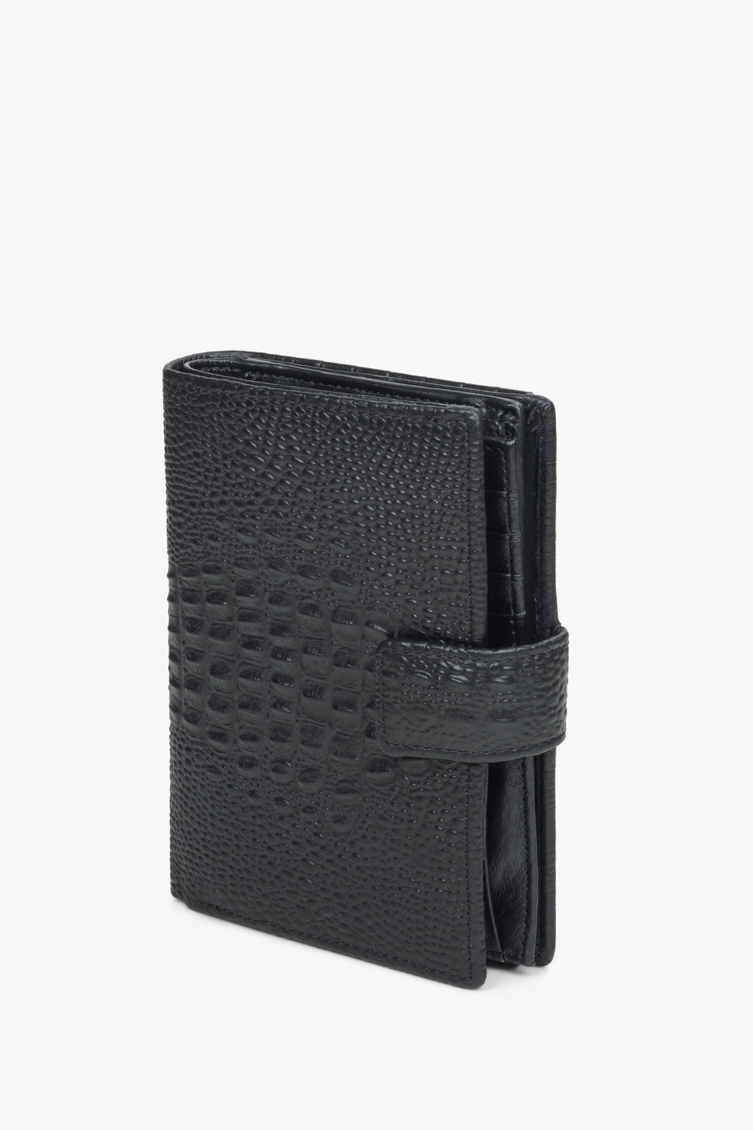 Men's black functional wallet made of genuine leather by Estro.