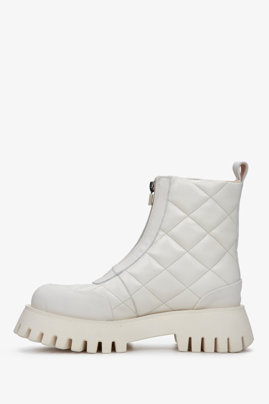 Women's White Leather Quilted Boots for Winter Estro ER00111822