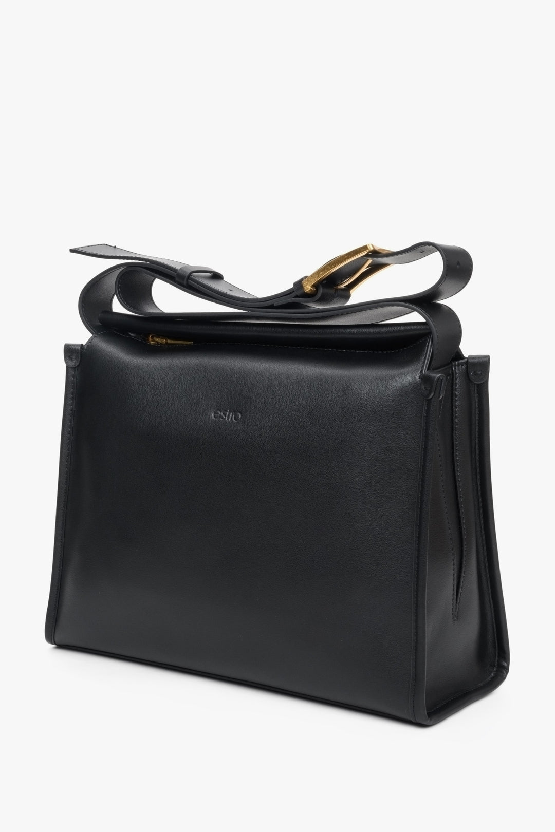 Women's Black Shoulder Bag made of Genuine Leather Estro ER00112497.