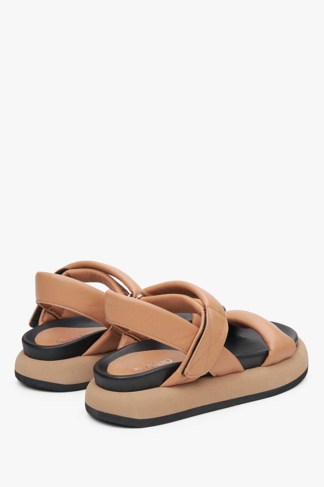 Women's brown leather sandals with soft straps by Estro.