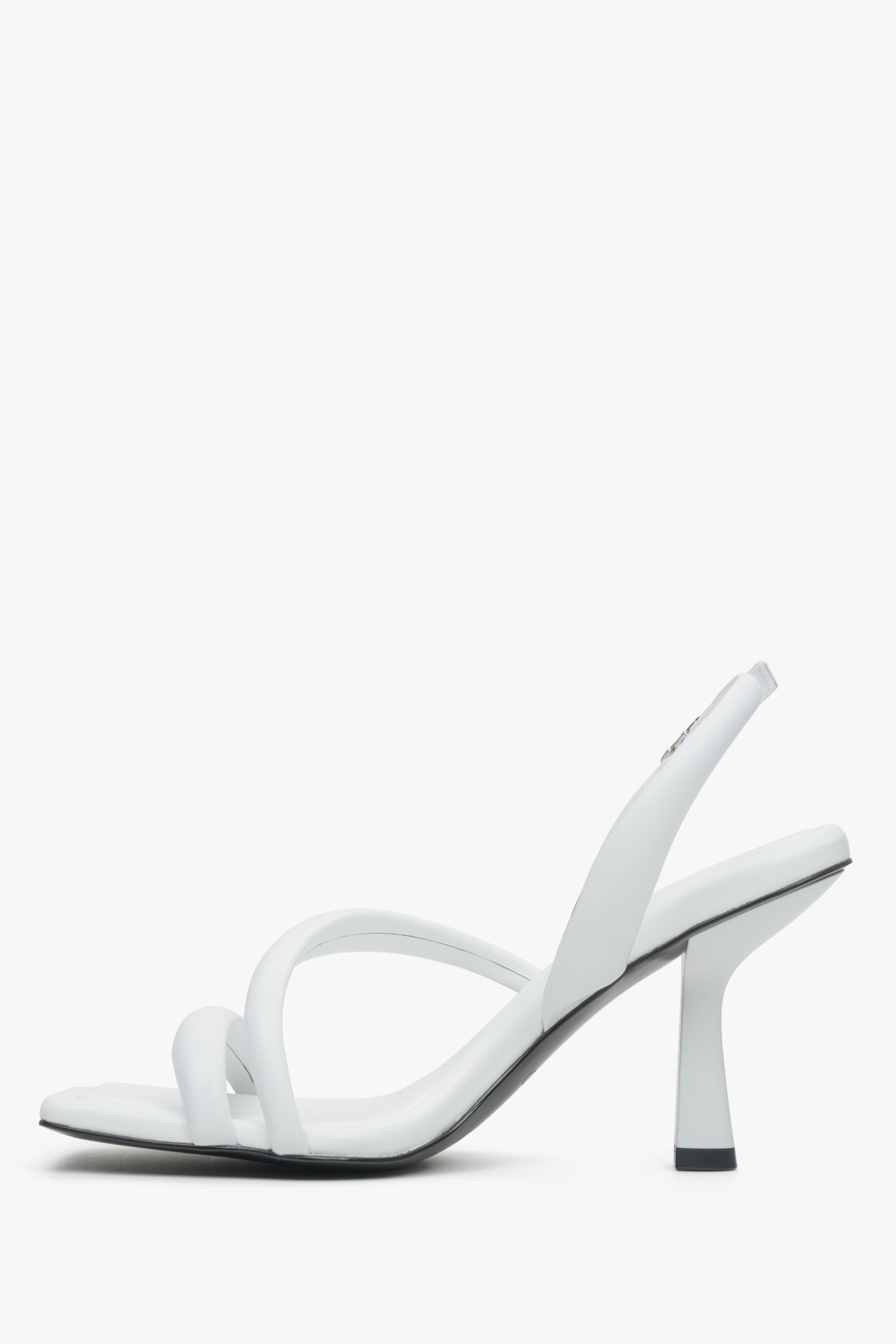 Soft-strap heeled sandals in white colour - shoe profile.