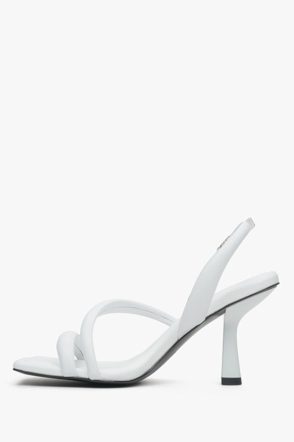 Soft-strap heeled sandals in white colour - shoe profile.