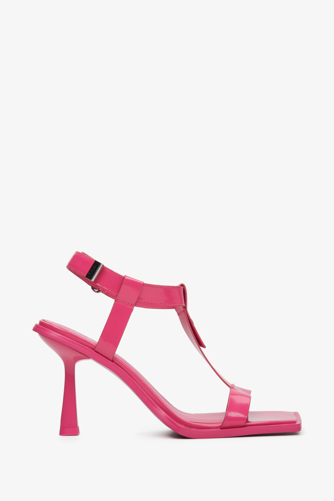 Women's Pink Heeled T-Bar Strappy Sandals Estro ER00113329