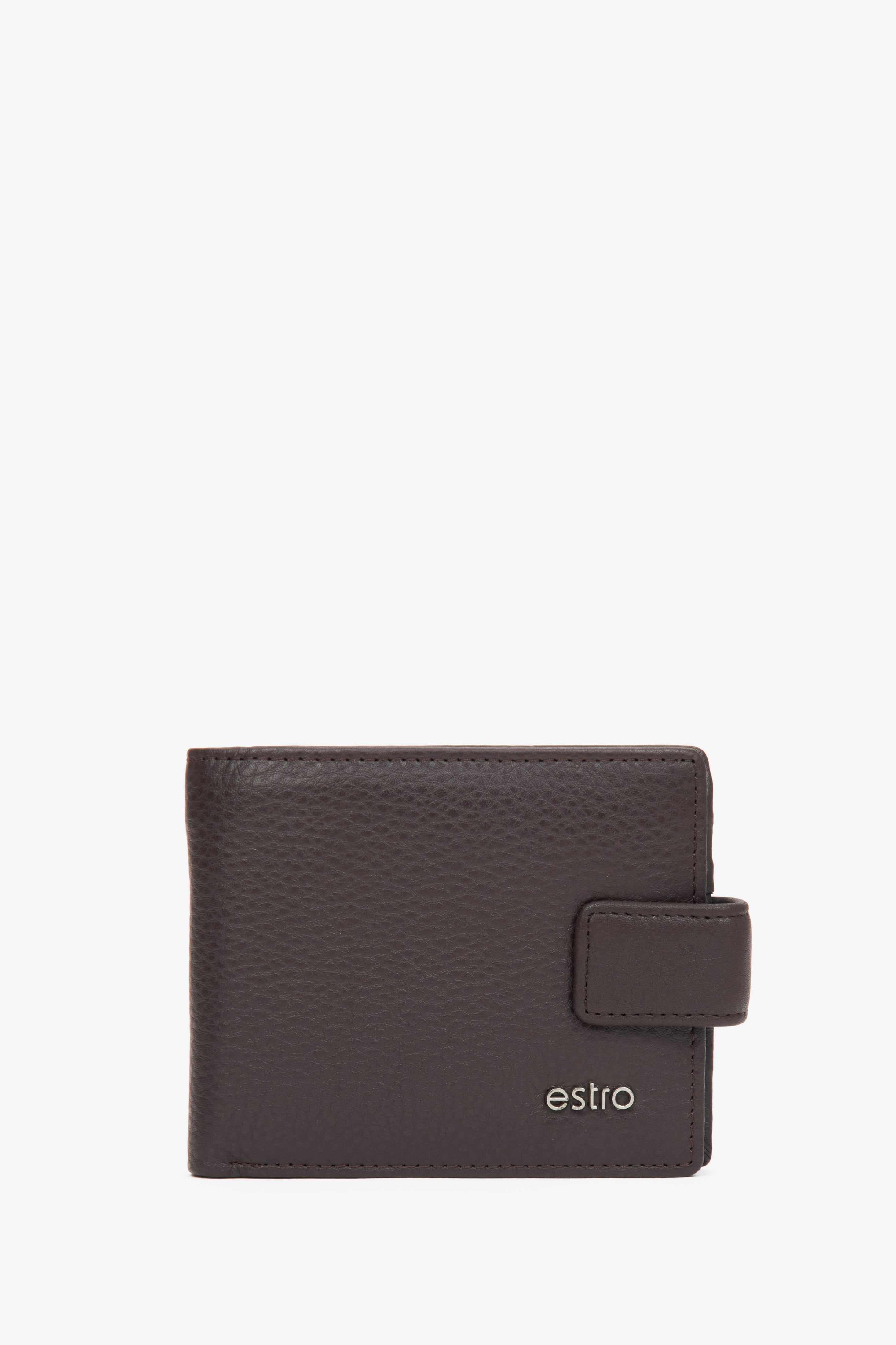 Men's Dark Brown Wallet made of Pebble Grain Genuine Leather Estro ER00116313