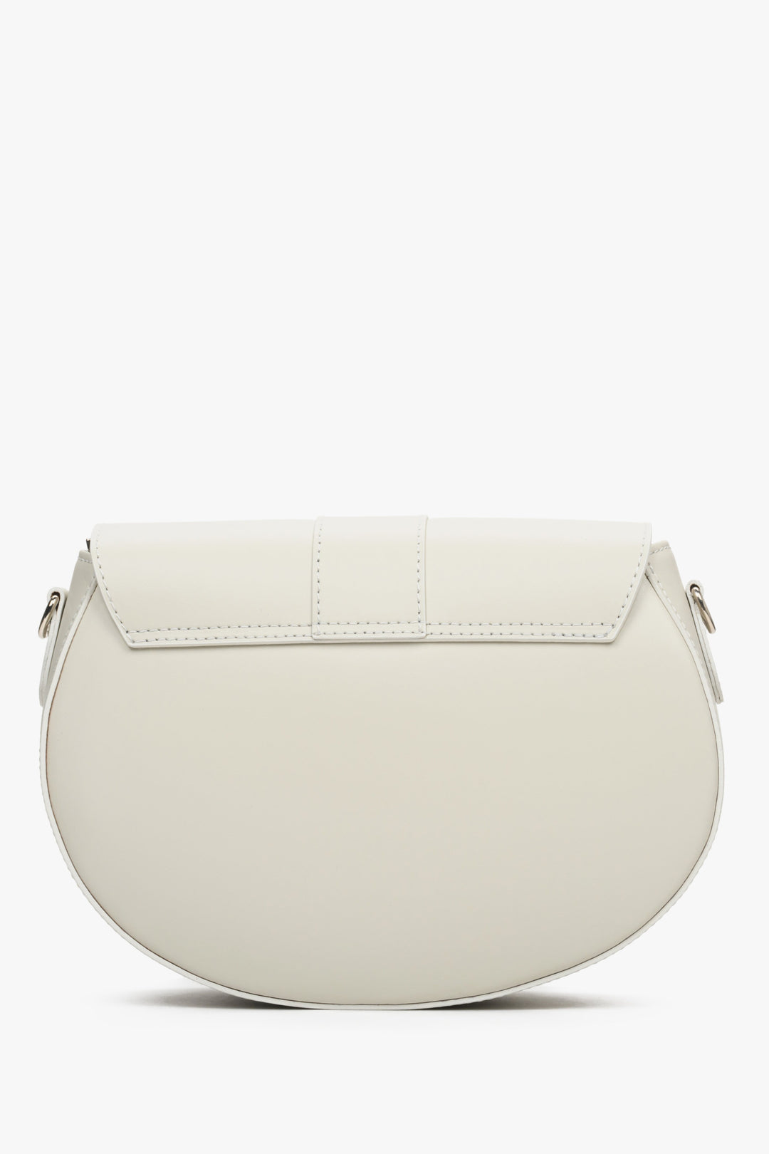 Women's light beige handbag made of genuine leather - reverse side.