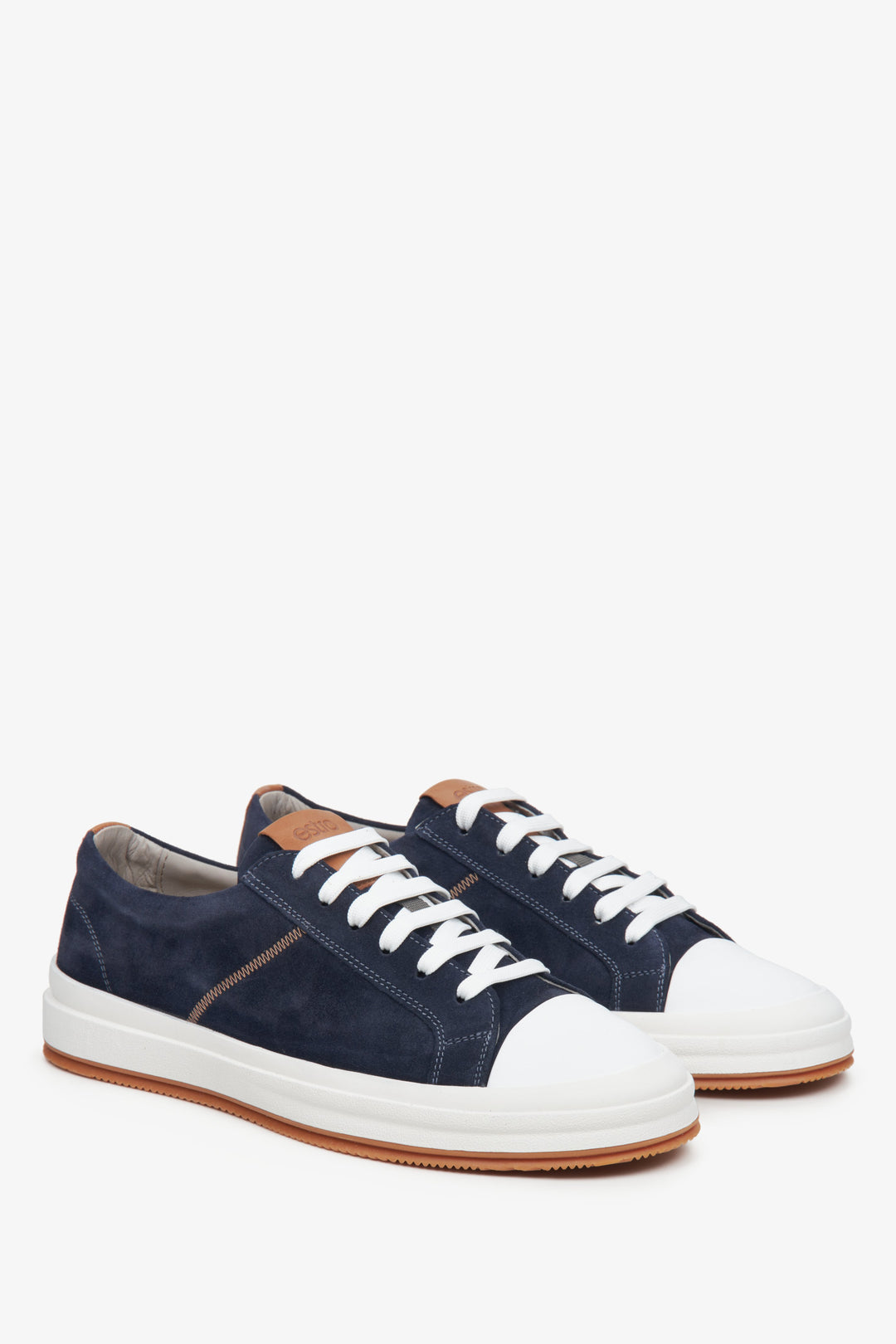 Men's navy blue velour sneakers by Estro.