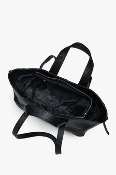 Estro women's shopper bag in black Italian genuine leather.