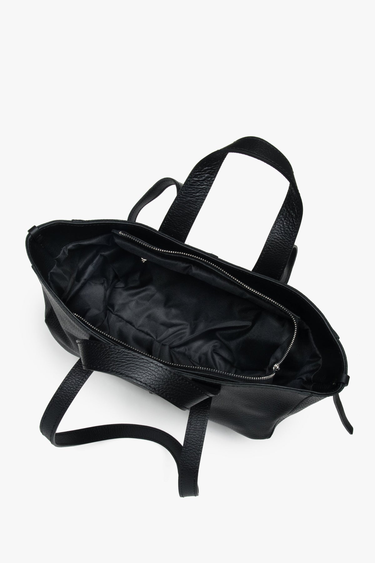 Estro women's shopper bag in black Italian genuine leather.