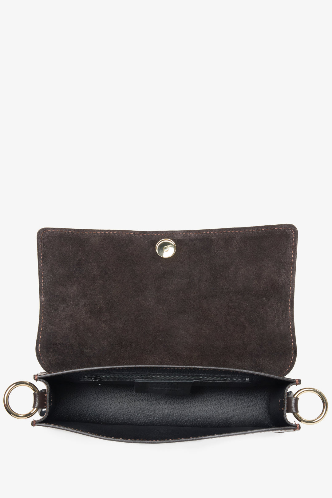 Estro dark brown women's shoulder bag - close-up of the interior.