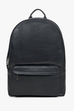 Men's Black Backpack made of Genuine Leather with Wide Shoulder Straps Estro ER00104455.