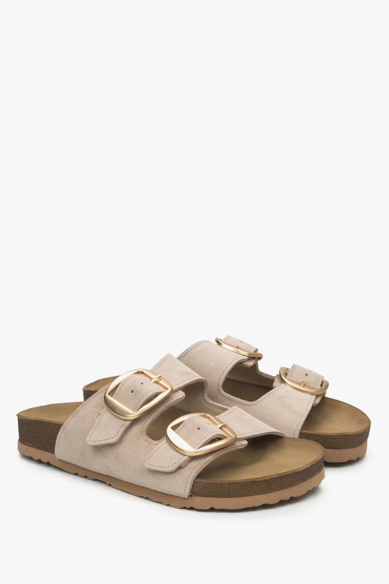 Women's beige Estro velour sandals - perfect for summer.