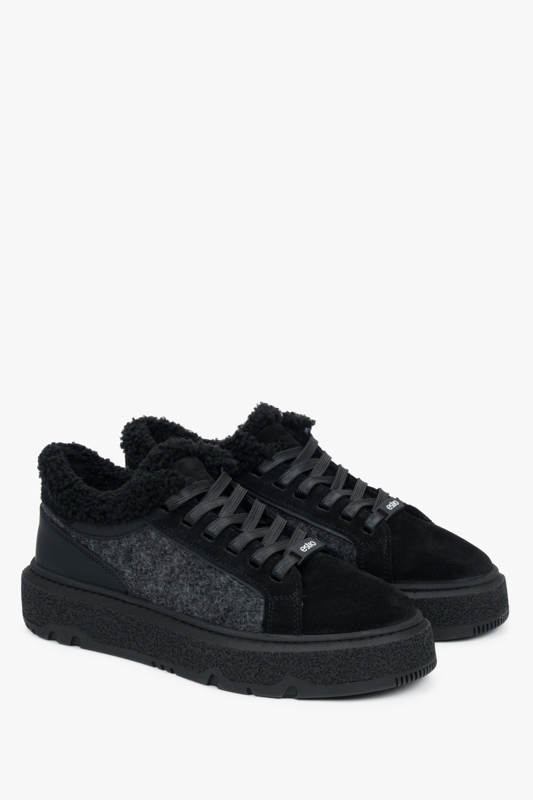 Women's black winter sneakers by Estro.