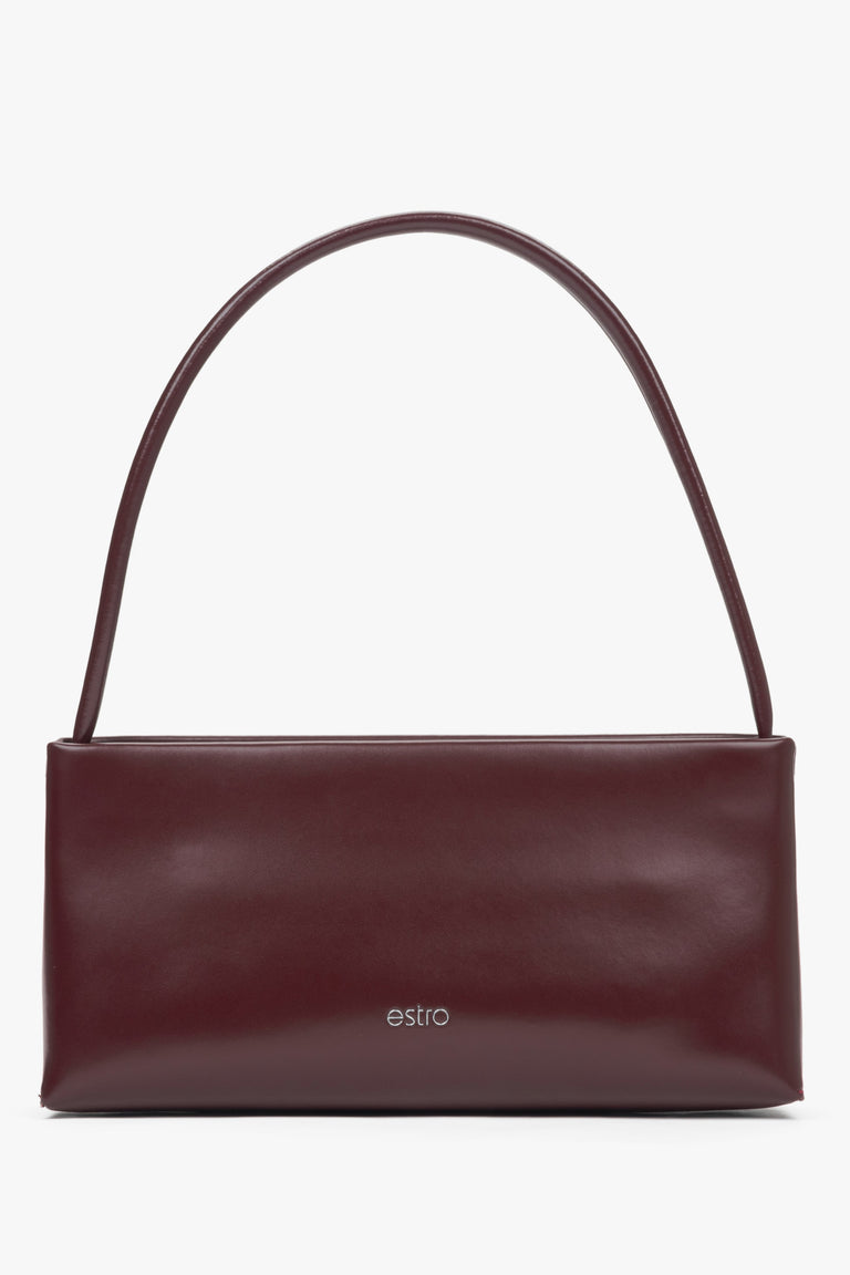 Women's Burgundy Leather Shoulder Bag Estro ER00115801