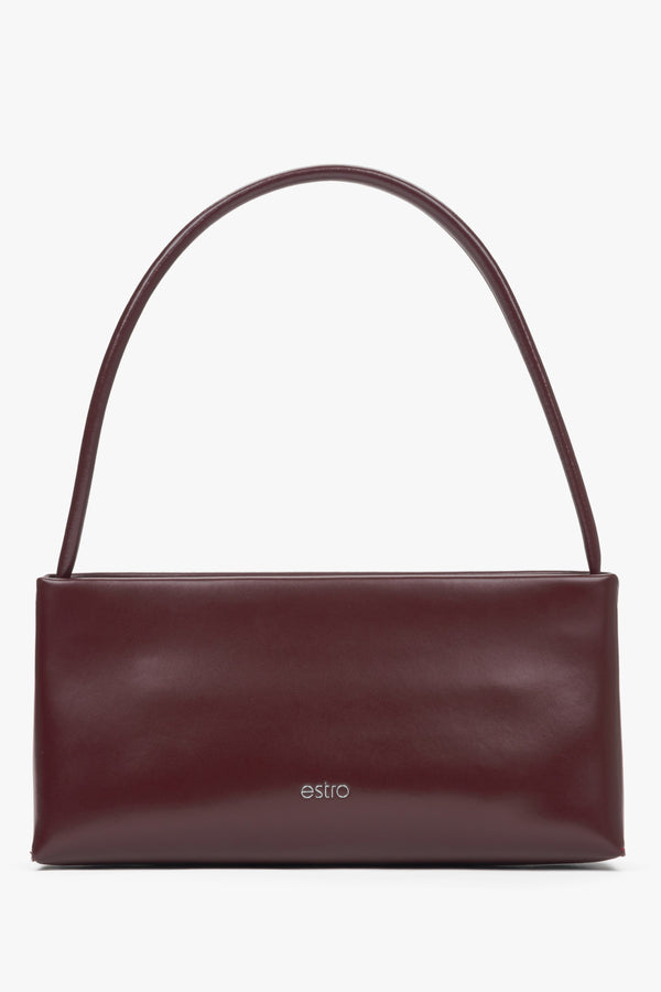 Women's Burgundy Leather Shoulder Bag Estro ER00115801