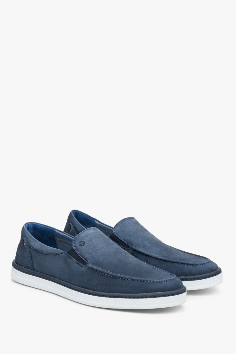 Blue men's nubuck loafers for spring Estro.