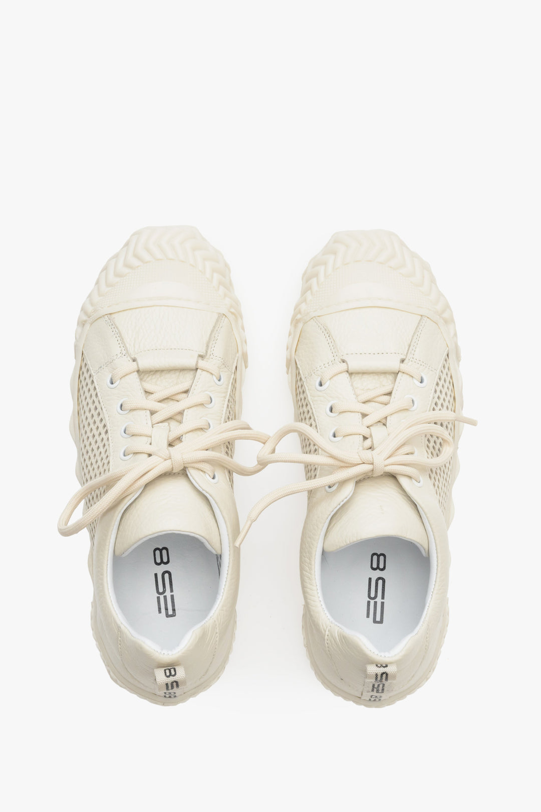 Beige women's ES 8 sneakers - presentation of the leather summer footwear form above.