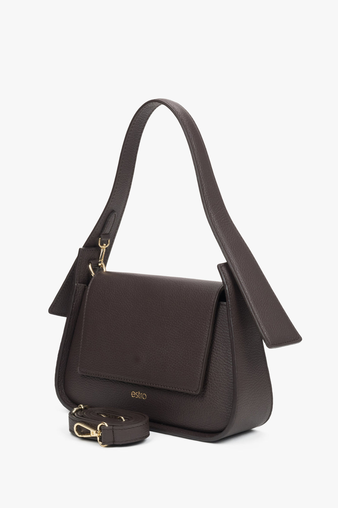 A dark brown leather shoulder bag Estro.