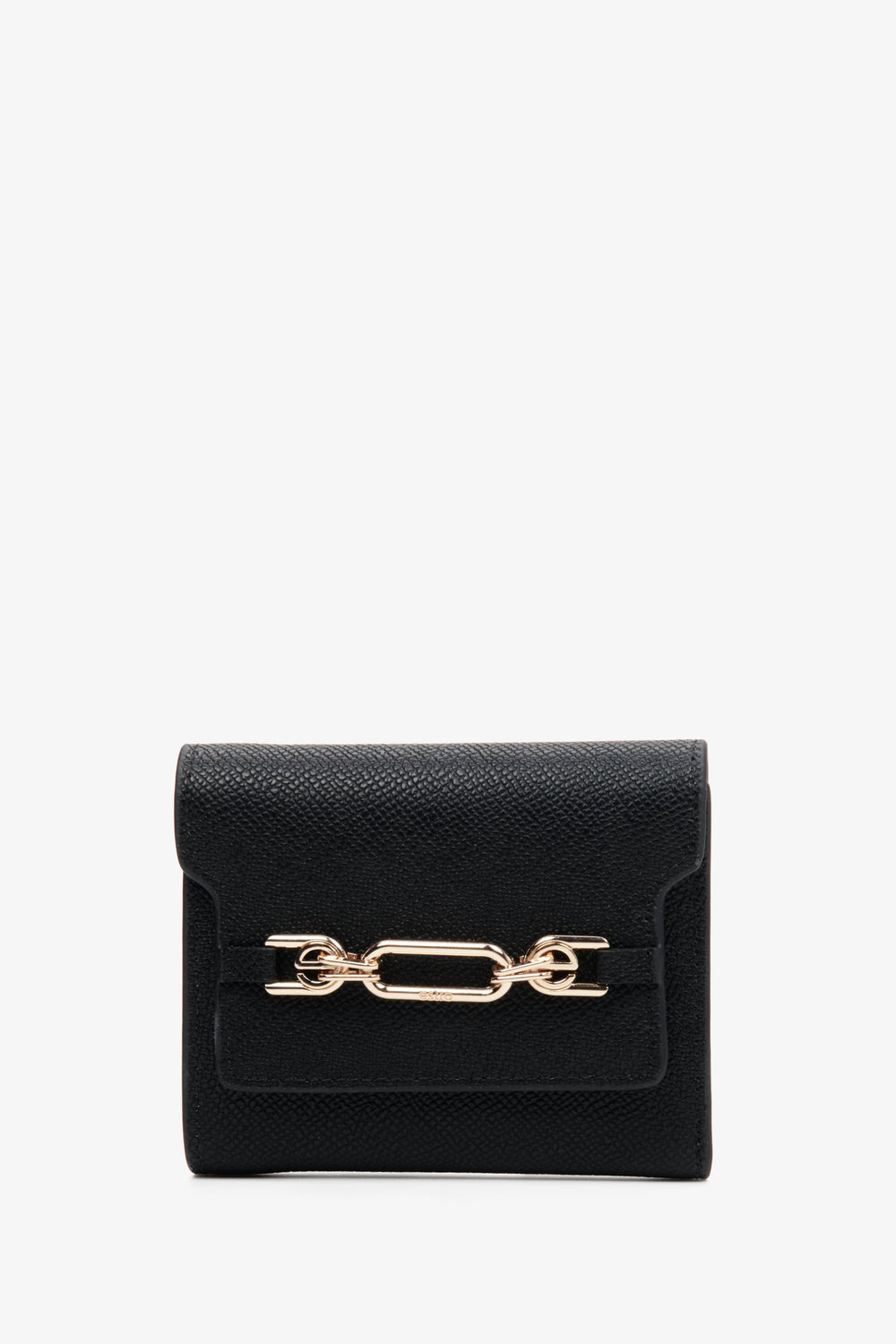 Women's Tri-Fold Black Leather Wallet Estro ER00113662.