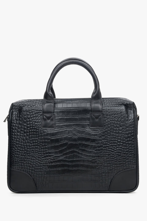 Men's Black Briefcase made of Textured Genuine Leather Estro ER00114160.