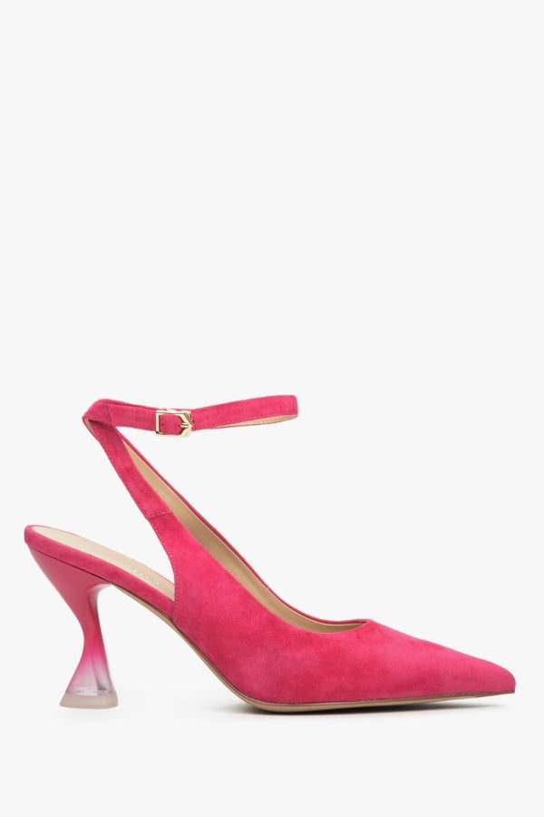 Pink Velour Slingback Pumps with Funnel Heel Estro ER00113218