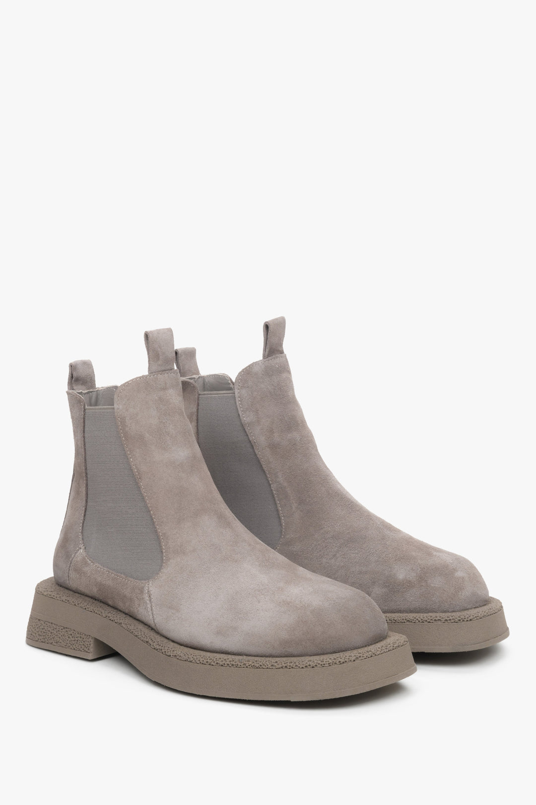 Women's grey chelsea boots.