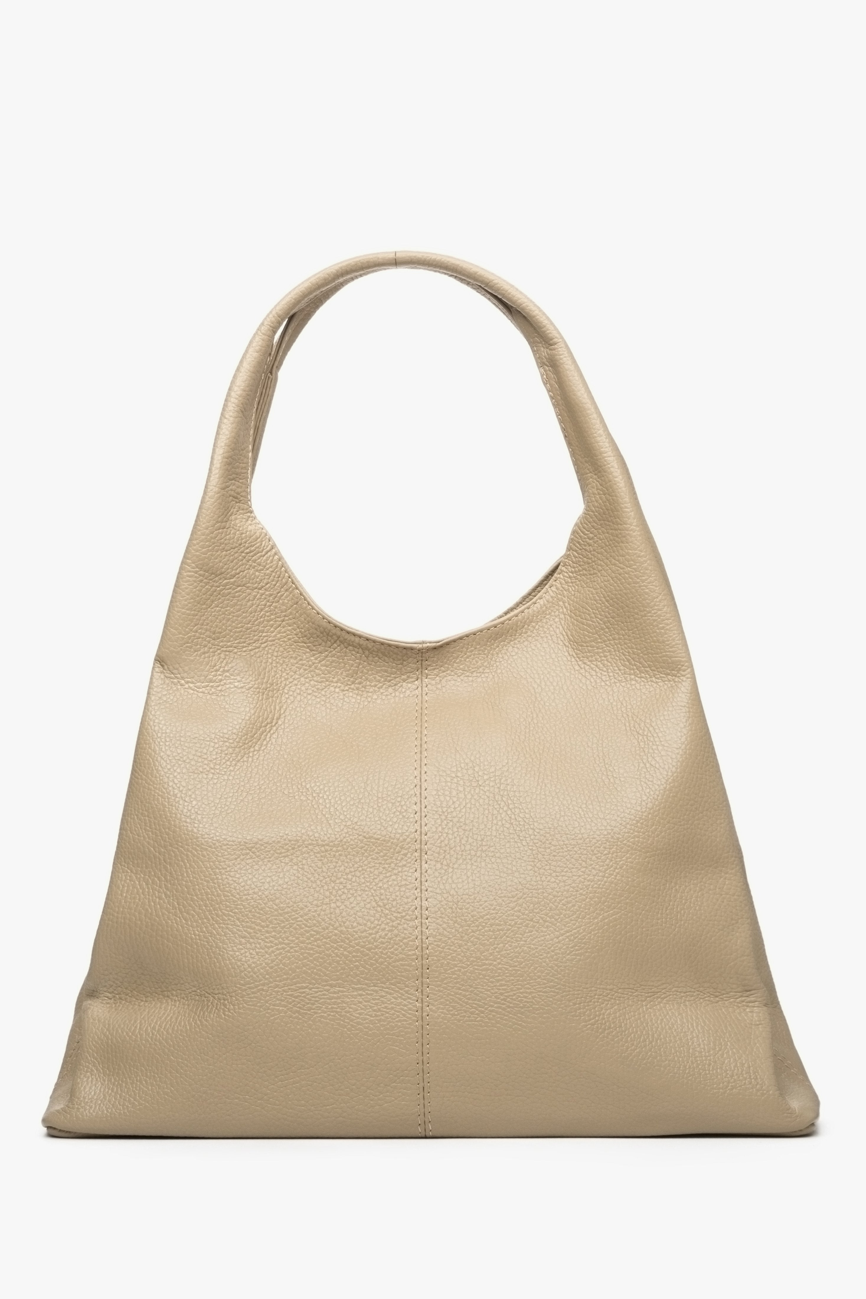 Handy, capacious women's shopper bag in sand beige made of natural leather by Estro.