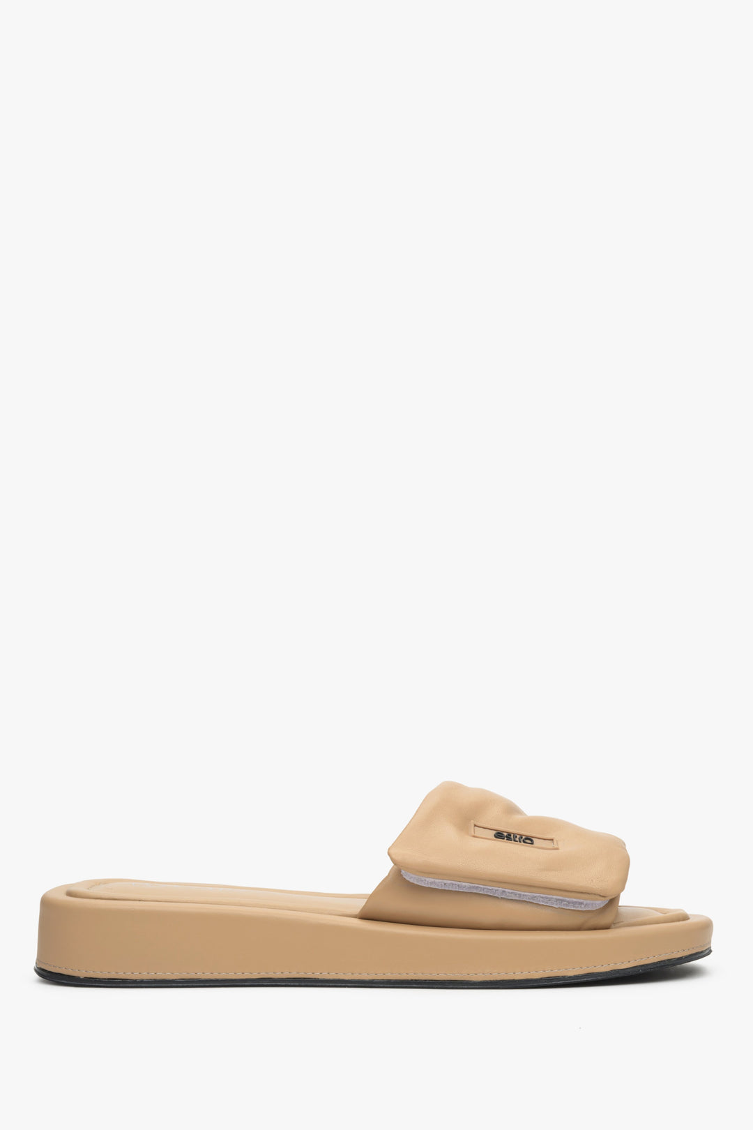 Beige Leather Women's Slide Sandals Estro ER00113075