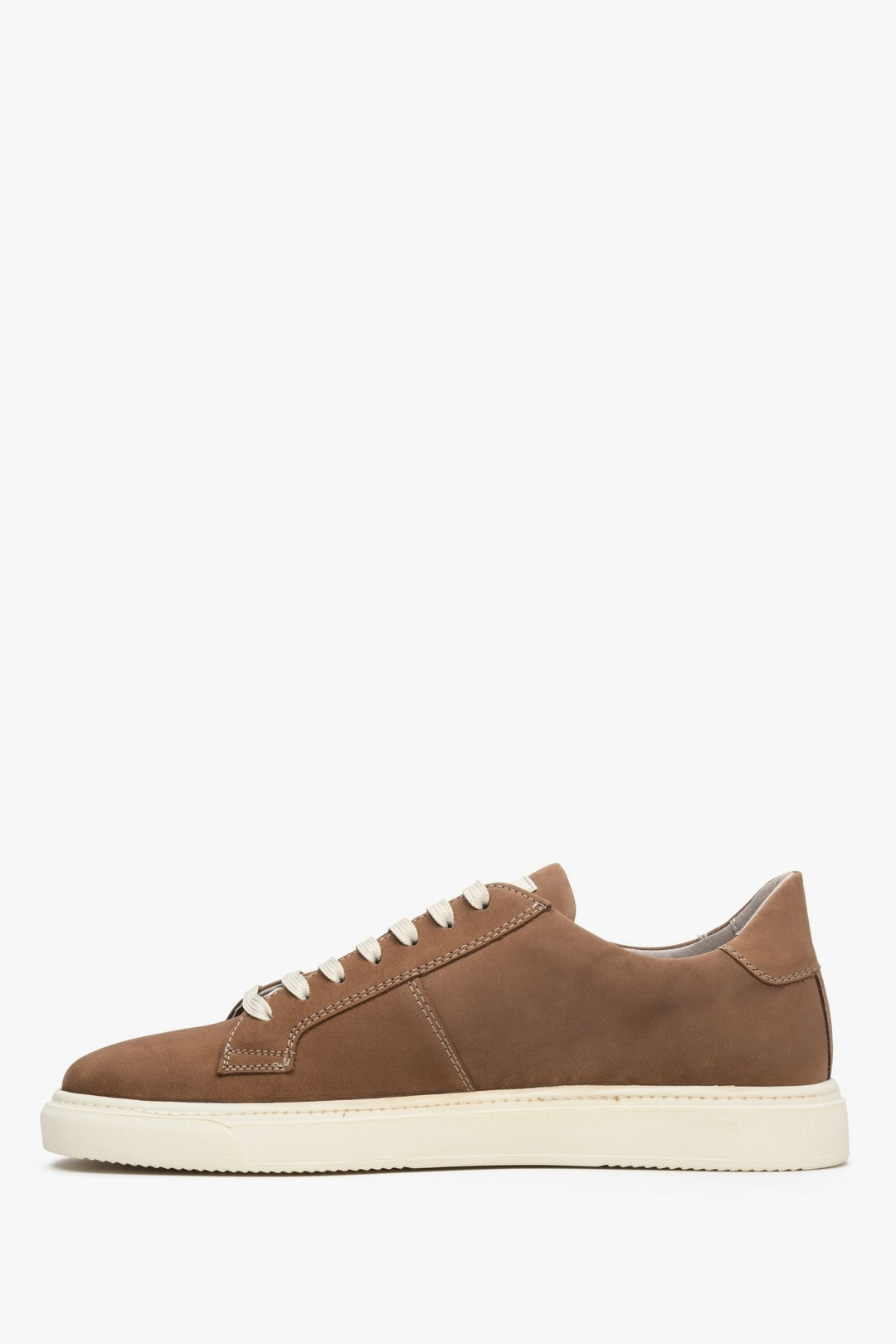 Spring-fall men's Estro nubuck sneakers in brown - shoe profile.