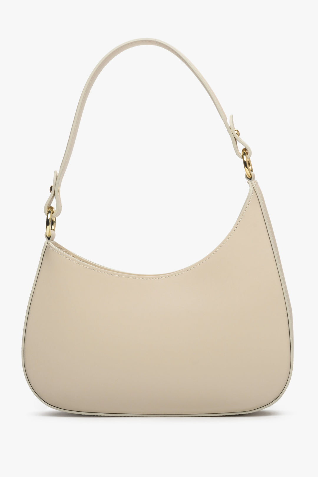 Estro women's handbag in sand beige natural leather sewn in Italy.
