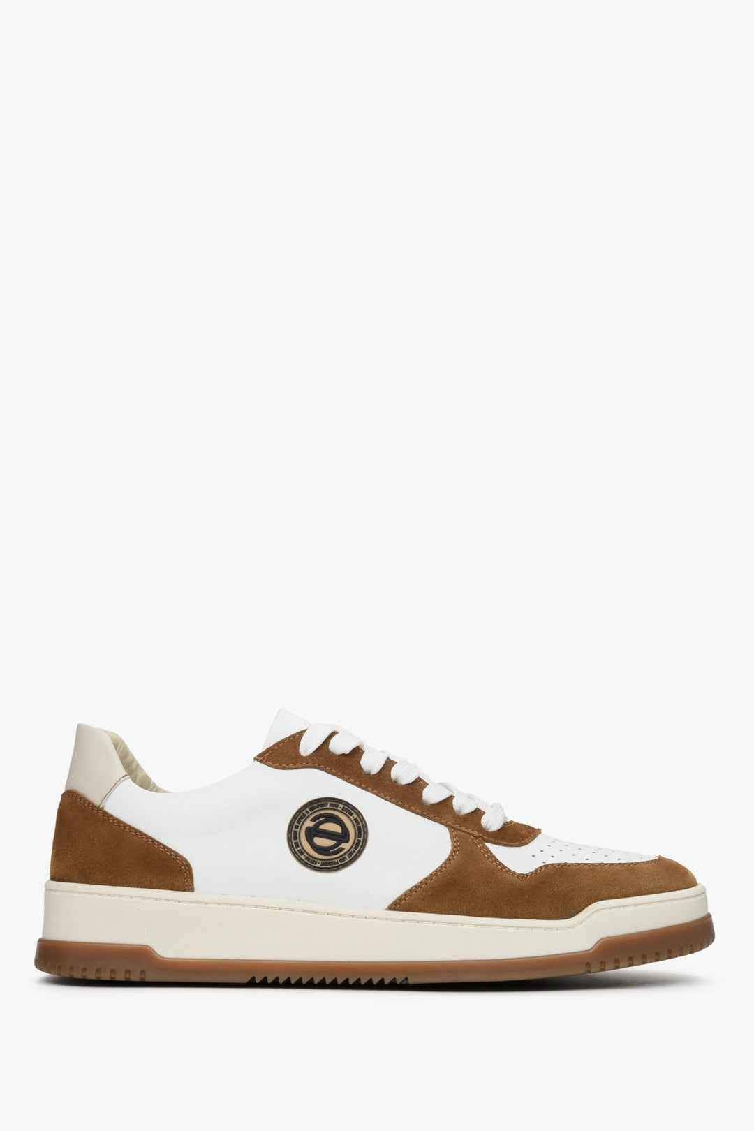 Brown & White Men's Sneakers made of Leather and Suede Estro ER00113017