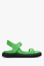Women's Green Leather Flat Sandals Estro ER00112984