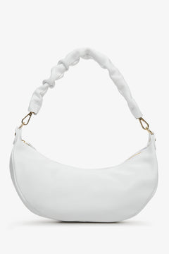 Elegant half-moon women's bag by Estro with braided hand in white colour.