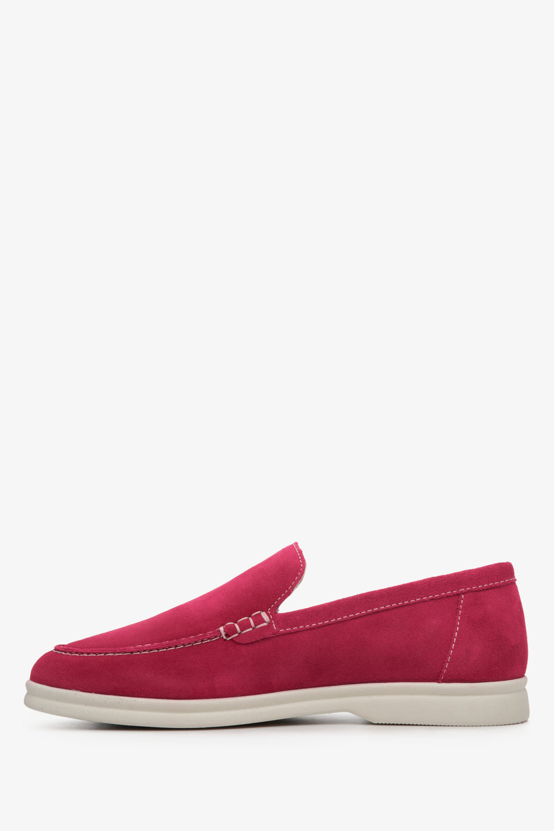 Estro pink suede moccasins for women - shoe profile.