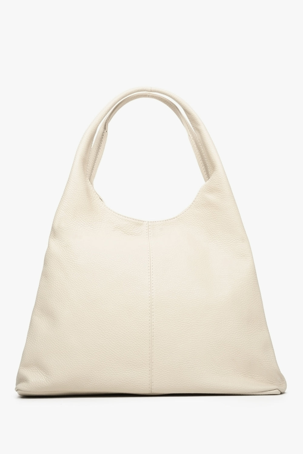 Light Beige Women's Leather Shopper Bag Estro ER00112999