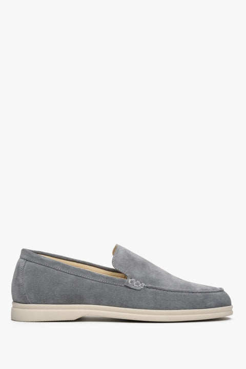 Men's Grey Velour Loafers for Spring Estro ER00112920