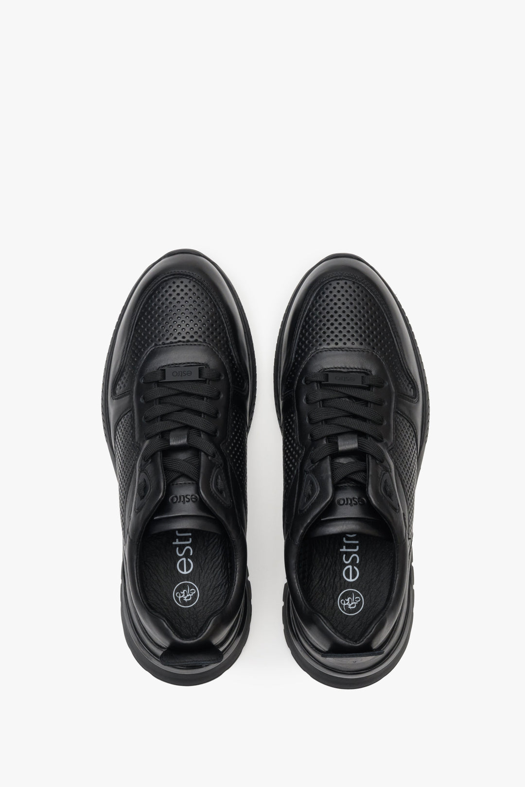 Men's black perforated sneakers for summer Estro.