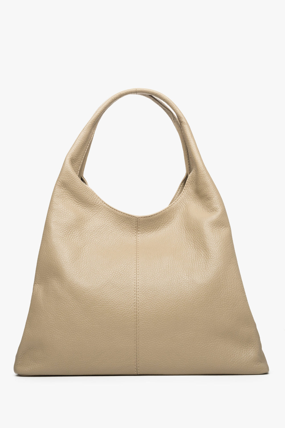 Sand Beige Women's Leather Shopper Bag Estro ER00112998