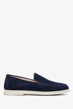 Men's Navy Blue Velour Loafers for Spring Estro ER00113019