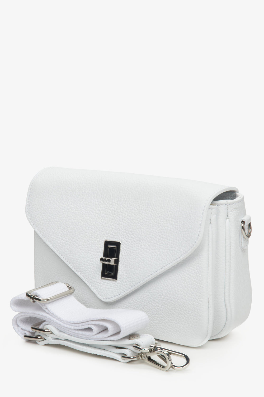 Women's white shoulder bag made of Italian natural leather Estro.