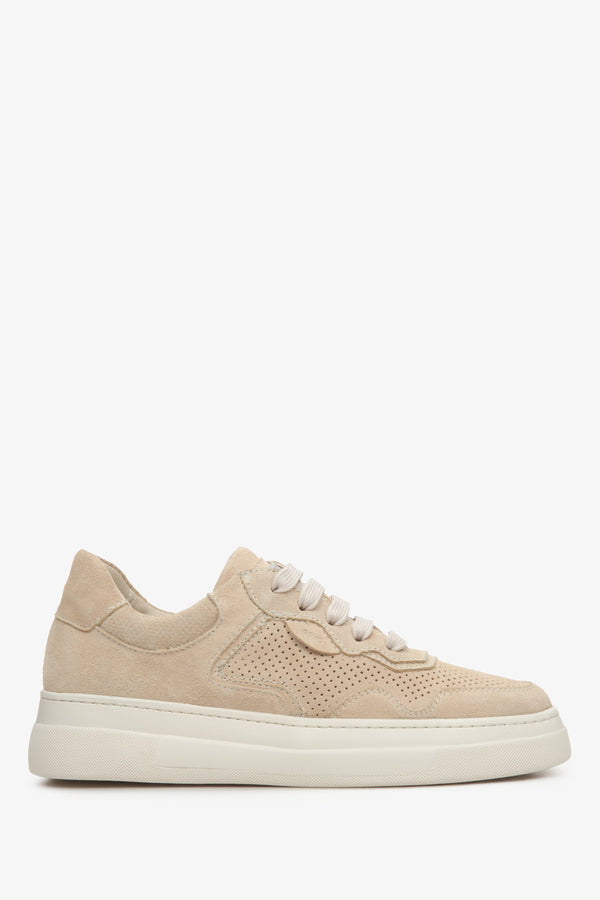 Light Beige Suede Women's Sneakers Estro ER00112943