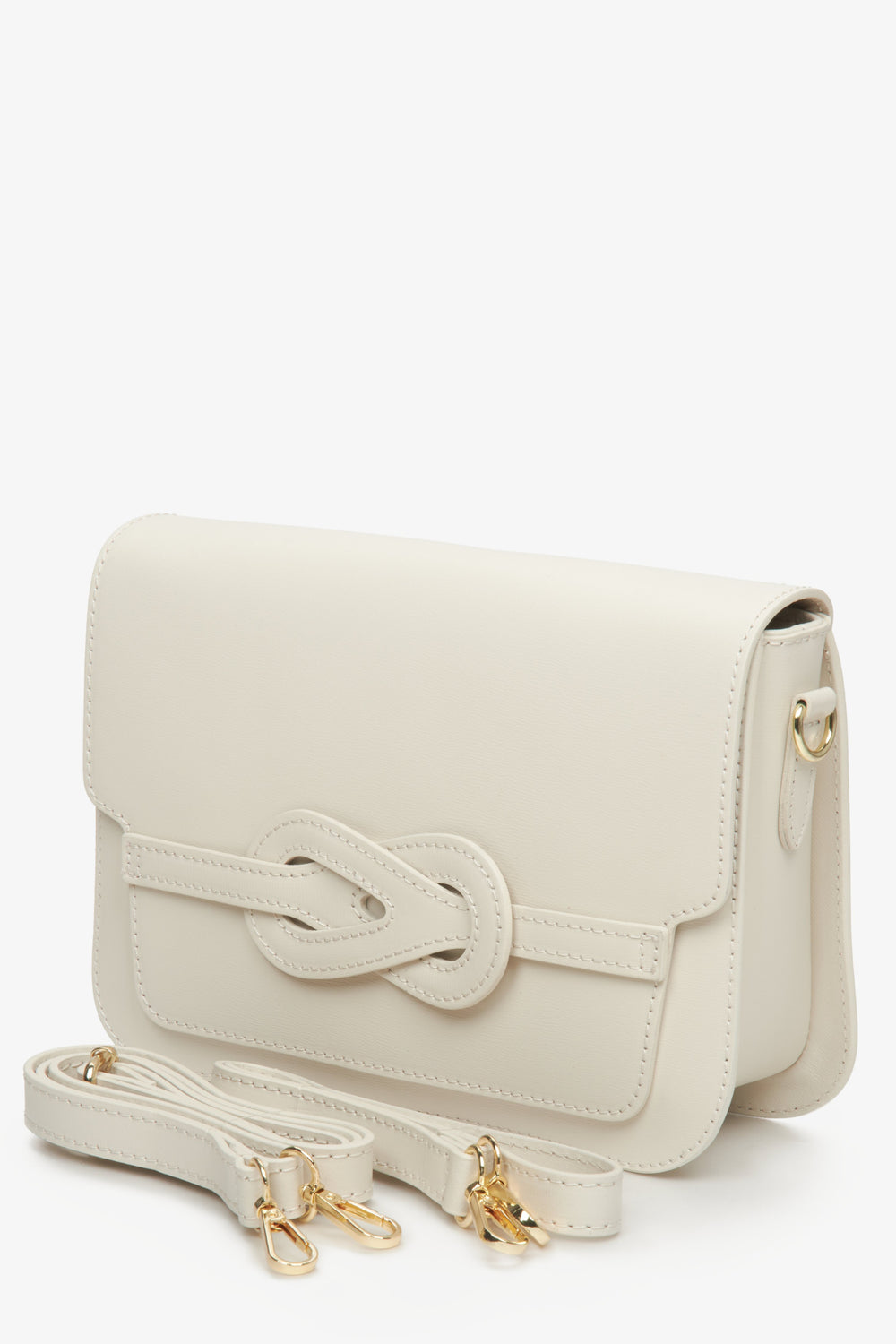 Women's medium size shoulder bag in beige made of Italian leather Estro.