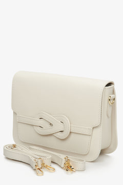 Women's medium size shoulder bag in beige made of Italian leather Estro.